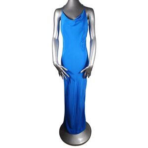 Zimmermann Silk Blue Maxi Dress Racerback Side Slits 1 US 6